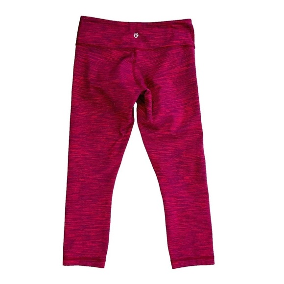 Lululemon Wunder Under Crop II red pink berry space dye leggings 4 - Picture 7 of 16